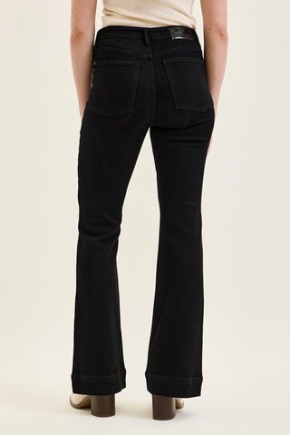 Judy Blue High Waist Tummy Control Black Daisy Bootcut Denim Jeans 881242