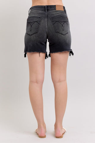 Judy Blue High Waist Black Cut Off Dad Denim Short 15286
