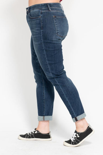 Judy Blue Basic Mid-Rise Cuffed Slim Denim 82428-Jeans-Sunshine and Wine Boutique