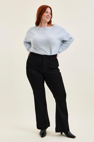 Judy Blue High Waist Tummy Control Black Daisy Bootcut Denim Jeans 881242