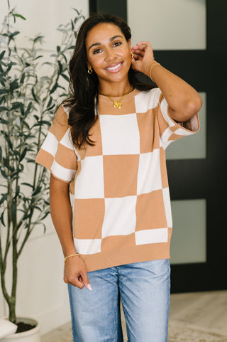 One Eleven North Cafe Check Relaxed Fit Sweater