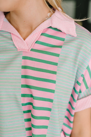Haptics Can't Control It Collared Color Block Top