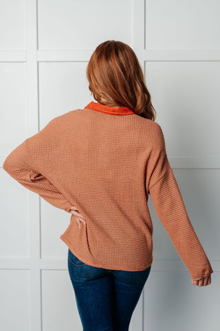 One Eleven North Can't Imagine Why Waffle Knit Contrast Trim Top
