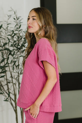 See and Be Seen Can't Quit You Drop Shoulder Top in Magenta