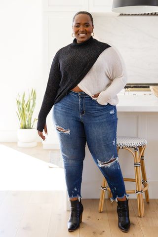 Jodifl Can't Touch This Sparkle Color Blocked Sweater
