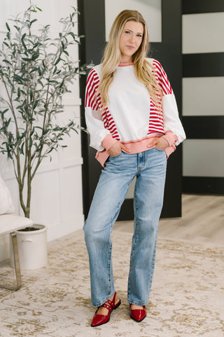 One Eleven North Candy Stripes & Chill Sweatshirt
