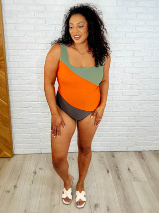 One Eleven North Cape Town Asymmetrical Stripe Swimsuit