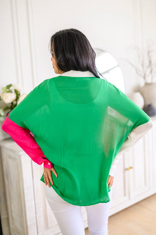 Andree By Unit Capture the Day Two Toned Button Up Kelly