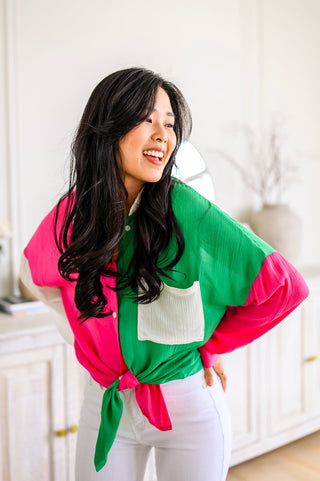 Andree By Unit Capture the Day Two Toned Button Up Kelly
