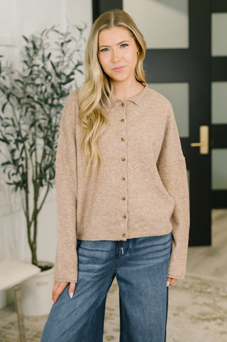 Zenana Careful Consideration Collared Button Down in Mocha