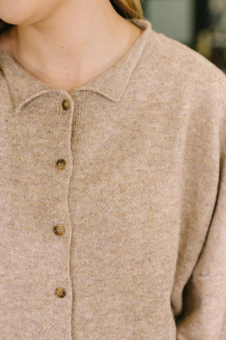 Zenana Careful Consideration Collared Button Down in Mocha
