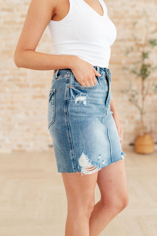 Judy Blue Carol High Rise Rigid Magic Denim Skirt - Exclusive
