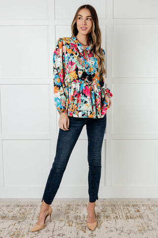 One Eleven North Carry Me Away Floral Peplum Blouse