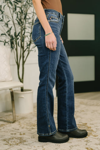 Judy Blue Casey Mid Rise Bootcut with Cell Phone Back Pocket & Slit - Exclusive