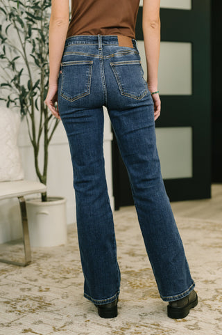 Judy Blue Casey Mid Rise Bootcut with Cell Phone Back Pocket & Slit - Exclusive