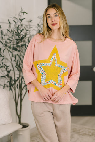 One Eleven North Catch a Star Mixed Print Star Patch Top