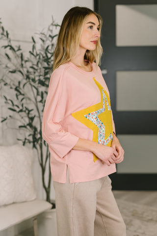 One Eleven North Catch a Star Mixed Print Star Patch Top