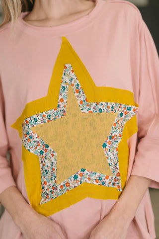 One Eleven North Catch a Star Mixed Print Star Patch Top