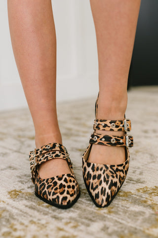 Soda Catwalk Buckle Pointy Toe Flats