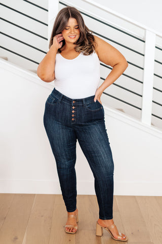 Judy Blue Celecia High Waist Hand Sanded Resin Skinny Jeans - Exclusive
