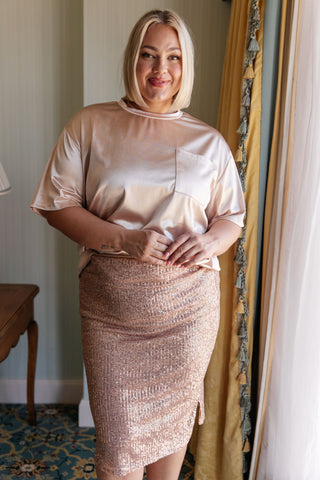 One Eleven North Champagne Problems Satin Top