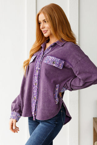 White Birch Chaos of Sequins Shacket in Purple