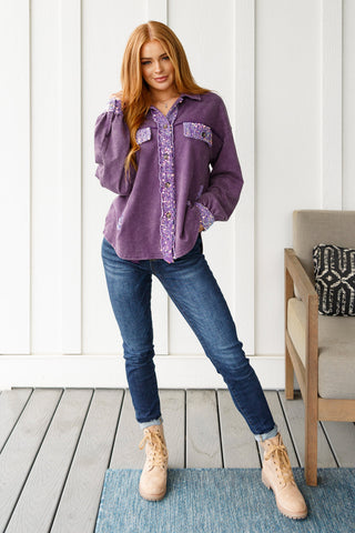 White Birch Chaos of Sequins Shacket in Purple