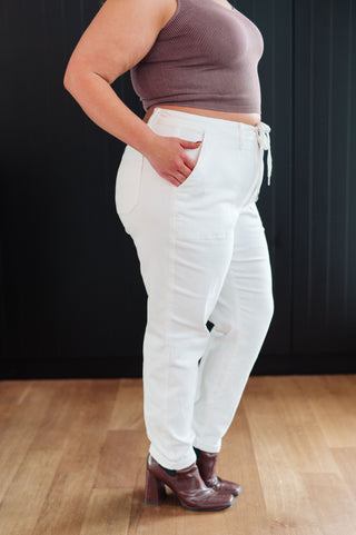 Judy Blue Charlene High Rise Jogger in Ecru - Exclusive