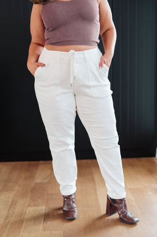 Judy Blue Charlene High Rise Jogger in Ecru - Exclusive
