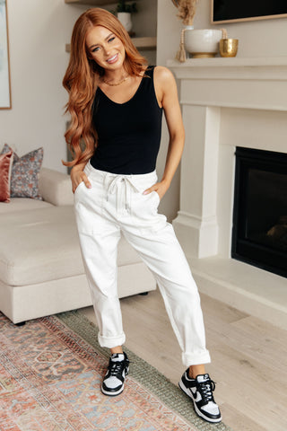 Judy Blue Charlene High Rise Jogger in Ecru - Exclusive