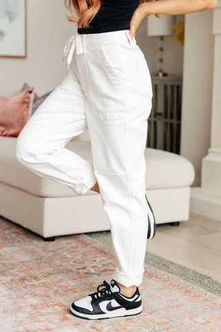 Judy Blue Charlene High Rise Jogger in Ecru - Exclusive