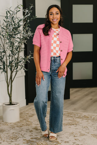 7th Ray Check Hers Round Neck Top in Orange