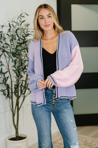 One Eleven North Coffee Date Color Block Cardigan