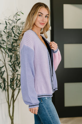 One Eleven North Coffee Date Color Block Cardigan