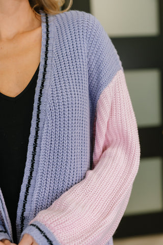 One Eleven North Coffee Date Color Block Cardigan