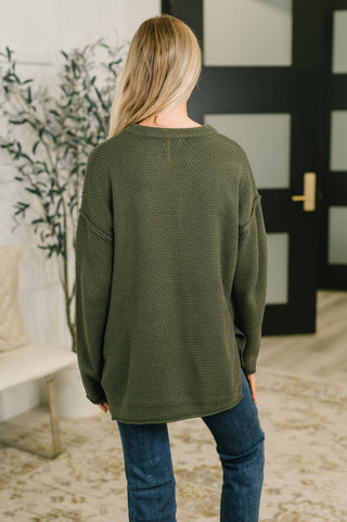Zenana Come Together Henley Casual Top in Dark Olive