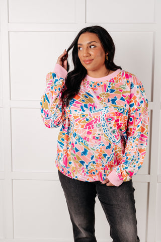 One Eleven North Confusing Times Abstract Print Pullover