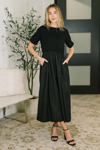 One Eleven North Contrast Charm Midi Black Dress