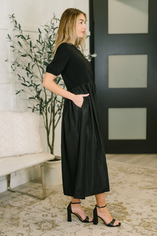 One Eleven North Contrast Charm Midi Black Dress