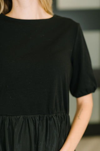 One Eleven North Contrast Charm Midi Black Dress