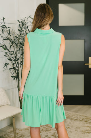 Dear Scarlett Coral Sands Collared Tank Dress in Aqua Mint