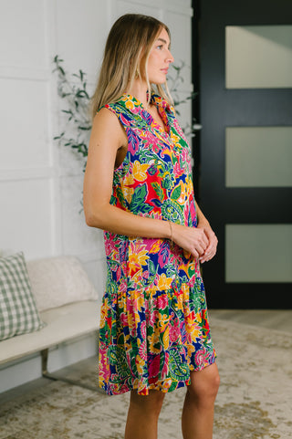 Dear Scarlett Coral Sands Collared Tank Dress in Floral Paisley