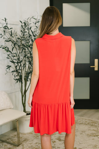 Dear Scarlett Coral Sands Collared Tank Dress in Tomato Red