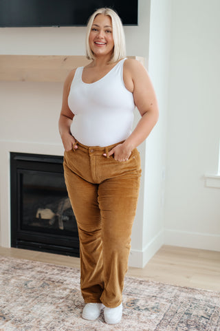 Judy Blue Cordelia Bootcut Corduroy Pants in Camel - Exclusive