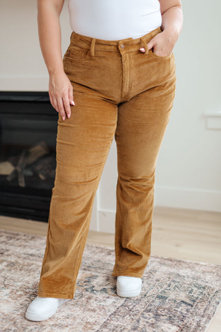 Judy Blue Cordelia Bootcut Corduroy Pants in Camel - Exclusive