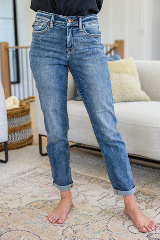 Judy Blue Corey Hi Rise Bleach Splash Boyfriend Jeans - Exclusive