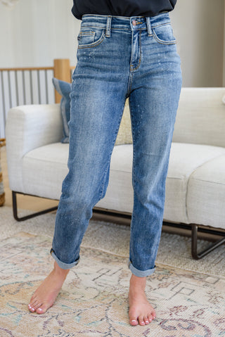 Judy Blue Corey Hi Rise Bleach Splash Boyfriend Jeans - Exclusive