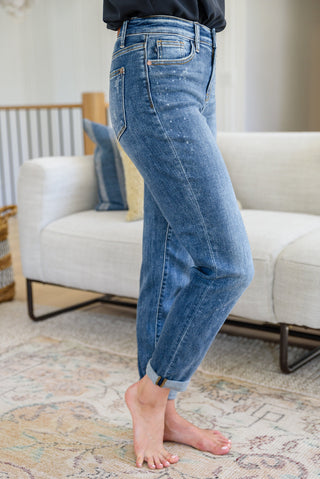 Judy Blue Corey Hi Rise Bleach Splash Boyfriend Jeans - Exclusive