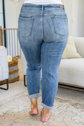 Judy Blue Corey Hi Rise Bleach Splash Boyfriend Jeans - Exclusive