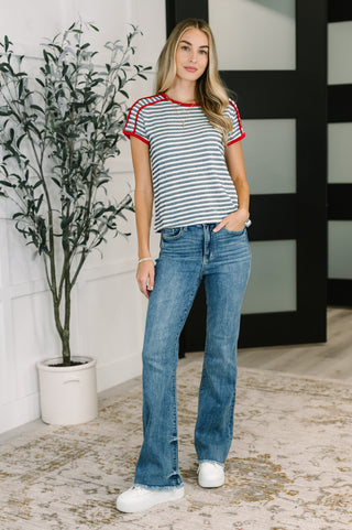 Kori Country Stripe Casual Tee in Navy White